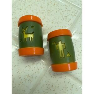 Vintage St Labre Indian‎ School Plastic Salt & Pepper Shakers | Green & Orange